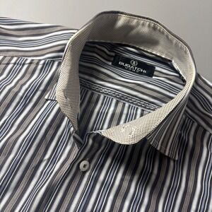Bugatchi Uomo Mens Dress Shirt Large Striped Long Sleeve Button Down‎ Casual
